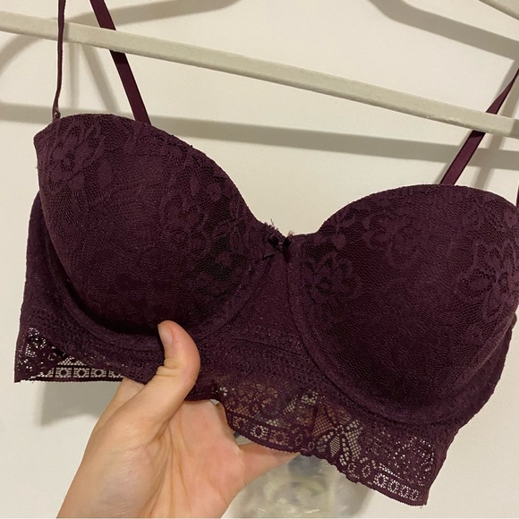NWT Aerie The Audrey Maroon Balconnette Bra size 32C - Picture 2 of 7